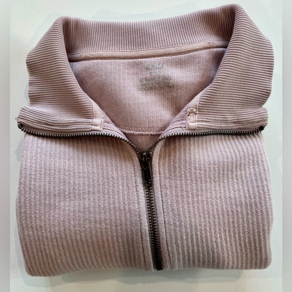 aerie Beyond Oversized Light Pink Quarter Zip Size Small 100% Cotton - Picture 15 of 16